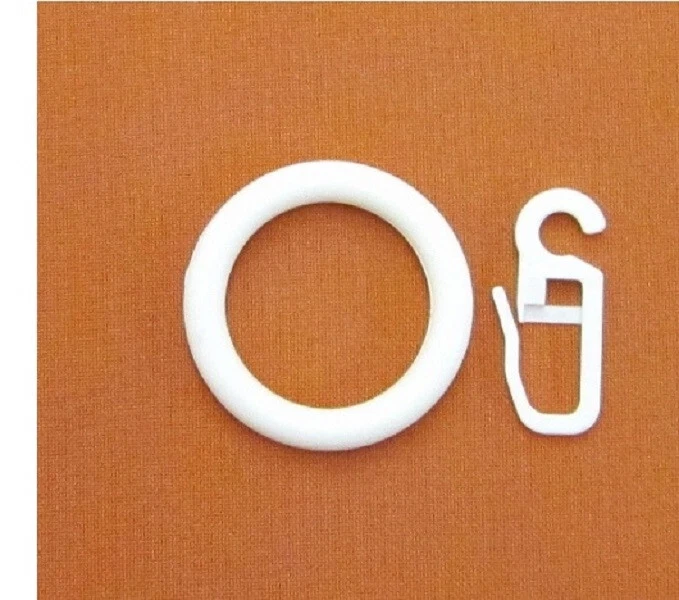 Gardinenringe weiß 27mm mit Haken Gardinenhaken Faltenlegehaken Faltenhalter - Bild 1 von 1