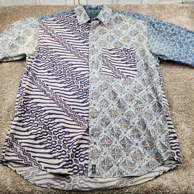 Vtg Izod Aztec Short Sleeve SouthWestern Shirt Large L Patchwork Rodeo Paisley - Image 1 of 4