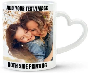 Individueller Kaffeebecher Herz Henkel Name Logo Bild Text Geschenk Valentinstag Jahrestag - Bild 1 von 5