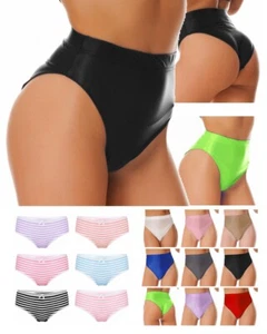 Women's Stripe Panties Bikini Briefs Underwear Glossy Lingerie Bottom Briefs - Picture 1 of 106