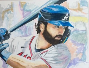 MLB SPORTS PLAYER PRINT of Braves Shortstop, Dansby Swanson, by Michael Brown - Picture 1 of 1