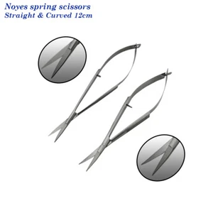 Surgical Scissors Precision Micro Spring Noyes Scissors Straight & Curved 12cm - Picture 1 of 3