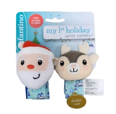 Sonajeros de muñeca Infantino My 1st Holiday nuevos Santa Reindeer Foto 1 de 2