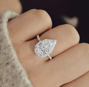 Damen Modeschmuck Silber Zirkonia Birnenform Luxus Ring 1-13 - Bild 1 von 5