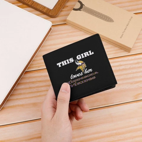 This Girl Loves Her Minnesota VikingsPrint Wallet Mini Folding Coin Purse Cover