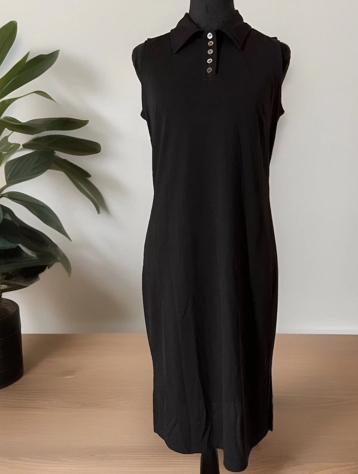 Vestido Emanuel Ungaro Damas Talla Pequeña Negro Sin Mangas Cuello Hasta la Rodilla Foto 1 de 4