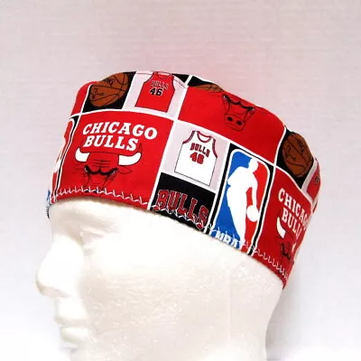 Chicago Bulls Mens Scrub Hat, Medical Skull Cap, Surgical Scrub Cap, Chemo Hat,  - Image 1 of 4