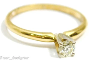 Anello di fidanzamento donna oro 14 carati .25 ct H-VS1 diamante tondo solitario matrimonio vintage - Foto 1 di 5