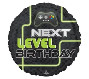 Next Level Birthday Round 17" Foil Balloons Controller Gamer Black Party 3 Pack - Picture 1 of 1