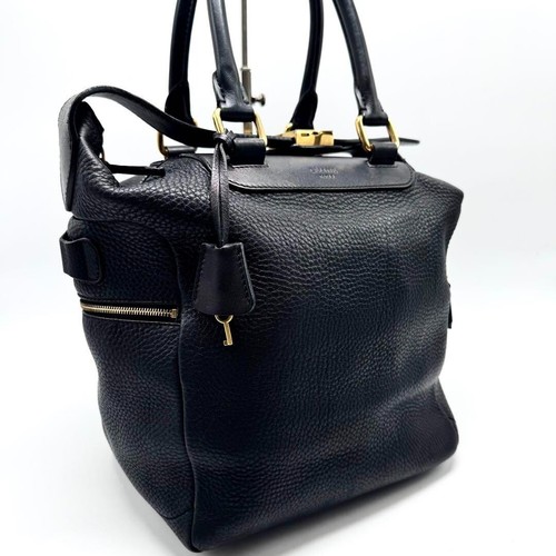 Borsa a secchiello piccola Celine borsetta pelle nera con cintura e chiave Made in Italy