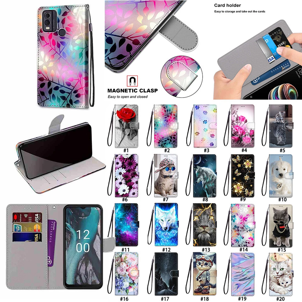 For Nokia G42 C32 C12 G60 G21 C01Plus G10 Magnetic Leather Flip Card Wallet Case - Image 1 of 4