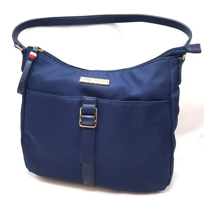 Tommy Hilfiger Navy Blue Polyester Shoulder Strap Purse w/ Buckle Detail - Image 1 of 4