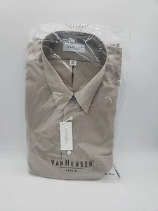 Camisa de vestir VAN HEUSEN para hombre 16 1/2 34/35 color tostado doblado popelina nueva de stock nueva - Imagen 1 de 8
