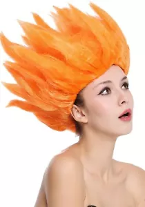 Perücke Damen Herren Karneval Blume Tulpe Dämon Orange Feuer Teufel hochtoupiert - Bild 1 von 6