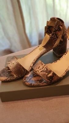 sandale cuir à talon imprimé serpent - Photo 1/3