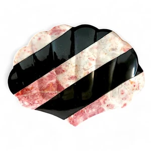 Posacenere Conchiglia in Marmo Rosa e Nero Art Home Decor Checkered Ashtray 15cm - Picture 1 of 7