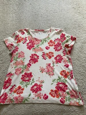 Camiseta Laura Scott Mujer Floral Manga Corta Cuello Redondo Blanca Petites PL Foto 1 de 4