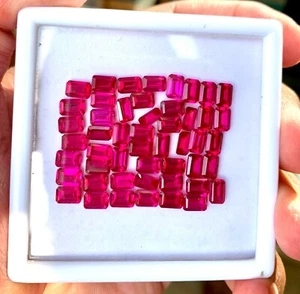 40 Pezzi Mogok Naturale Rubino Rosso Smeraldo 8,00 x 6,00 MM Certificato Pietra Preziosa Trattata  - Foto 1 di 5