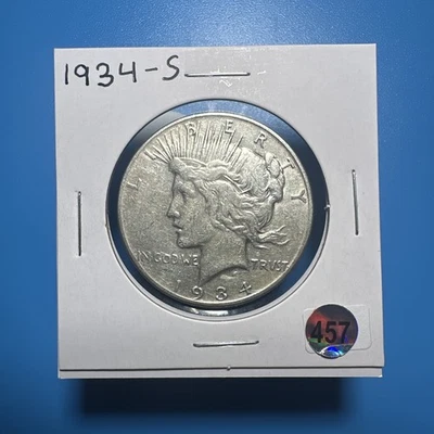 1934-S Peace Silver Dollar $1 - KEY DATE TO SERIES - Extra Fine Condition Coin! - Image 1 of 2