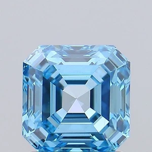 Asscher 1.00ct Fancy Vivid Blue VS2 HPHT IGI loose lab grown diamond - Picture 1 of 3