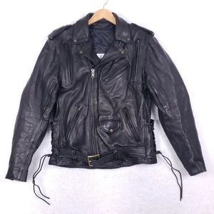 Fox Creek Leder Motorrad Jacke 42L Schwarz Full Grain USA Made Heavyweight - Bild 1 von 22