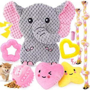 Pink Puppy Toys - 9 Pack Dog Chew Toys for Teething, Enrichment Dog Toys for ... - Picture 1 of 7