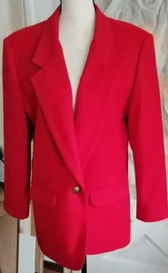 Vintage Damen roter klassischer Blazer Jacke 100 % Wolle in Größe 14 Petites Made in USA - Bild 1 von 6