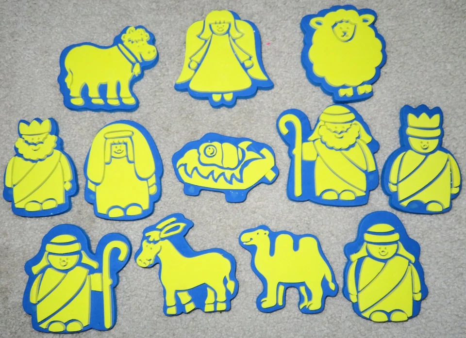 Kit de selos de presépio Foam Works Foam Stamps nascimento de Cristo 12 peças *NOVO* - Imagem 1 de 1