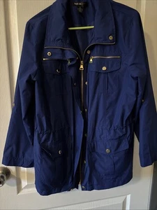 Style & Co. Sport Woman’s Jacket Windbreaker Medium Blue Zippers Snaps - Picture 1 of 12