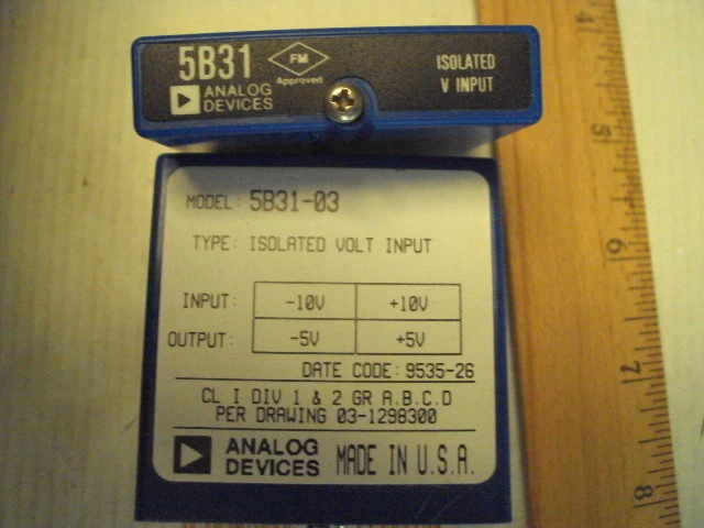 5B31-03 Analog Devices Isolated Voltage Input In: -10 to +10V:  Out: -5 to +5V - Image 1 of 1