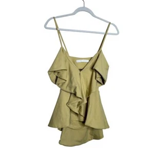 Prendas para el torso Susana Monaco drapeadas con volantes cuello en V verdes nuevas sin etiquetas talla pequeña - Imagen 1 de 6