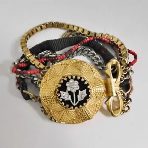 Juicy Couture Vintage Gold Tone Jeweled Beaded Multi Chain Bracelet - Picture 1 of 4