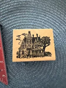 Delafield Rubber Stamps H718 VINTAGE Haunted House Scary Fall - Picture 1 of 4