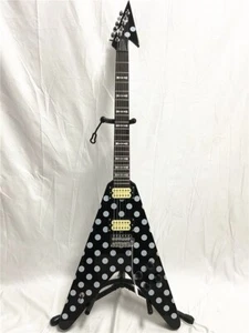 Chitarra elettrica personalizzata nera stile V Randy Rhoads Polka Dot FR Bridge spedizione gratuita - Foto 1 di 15