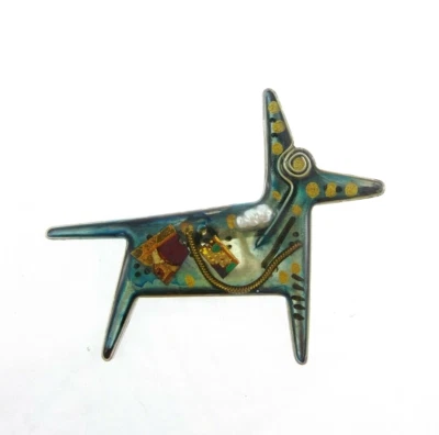 Broche de perro de fantasía de ciencia ficción robot de resina de alambre hecho a mano de 2,75" con perla? Foto 1 de 4