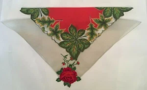 Vintage Women's Handkerchiefs Shades Of Red Collection Mixed Lot Set Of 2 - Picture 1 of 7