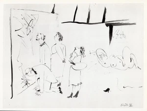 Hervorragender 1954 Pablo PICASSO AKT menschliche Komödie Druck LETZTES MEISTERWERK gerahmt Echtheitszertifikat - Bild 1 von 2