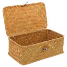  Wooden Container with Lid Wicker Storage Cubes Decorations for Shelves Basket