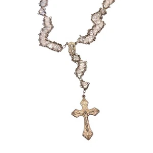 Autom Perlen Rosenkranz Halskette Perlenkranz Heilige Maria Medaille & Kreuz Religiuos - Bild 1 von 7