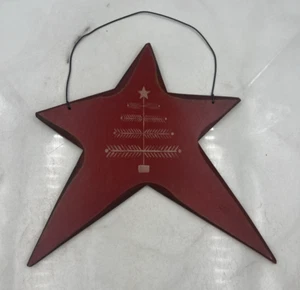 VTG Wood Star Shape 11" Red Christmas Tree Antique Primitive Wall Decor - Picture 1 of 5