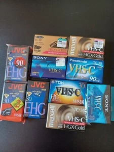 Sealed Blank Video Cassette Tape VHS-C 30/90 JVC Sony Maxell Panas. Lot of 10 - Picture 1 of 1