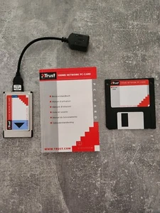 Laptop Trust Netzwerkkarte 100MB Network Lan PC-CARD Komplett Set - Bild 1 von 3