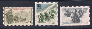 GUERRA DE COREANA - VETERANOS - JUEGO DE 3 SELLOS POSTALES DE EE. UU. - COMO NUEVO - Imagen 1 de 1