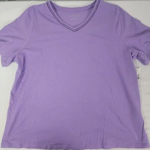 Camisa Top Para Mujer Catherines Manga Corta NUEVA Talla 1X Púrpura Suprema Cuello en V - Imagen 1 de 6