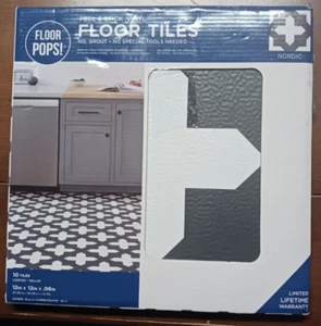 (10-Pk) Floor Pops! Azulejos de piso NORDIC Peel & Stick vinilo 12" L x 12" W X.06" - Imagen 1 de 3