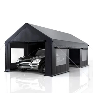 Outdoor 12x20 ft Carport Canopy Car Shelter Heavy Duty Car Port with Side Doors - Picture 1 of 6