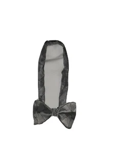 Mens Silver and Black Patterened Pre-tied Adjustable Bow Tie. Windsor Style - Picture 1 of 2