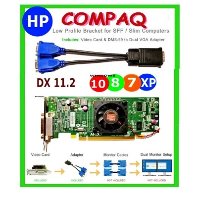 HP PAVILION COMPAQ Slimline SFF Dual VGA Monitor PCI-E x16 Video Card - Image 1 of 4