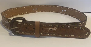 Vintage Country Western Leather Belt SZ 38 - Picture 1 of 9