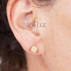 14K Solid Gold Tiny Minimalist Studs Earrings With Golden Granules - The Jewelz